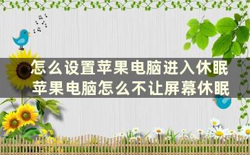 怎么设置苹果电脑进入休眠 苹果电脑怎么不让屏幕休眠